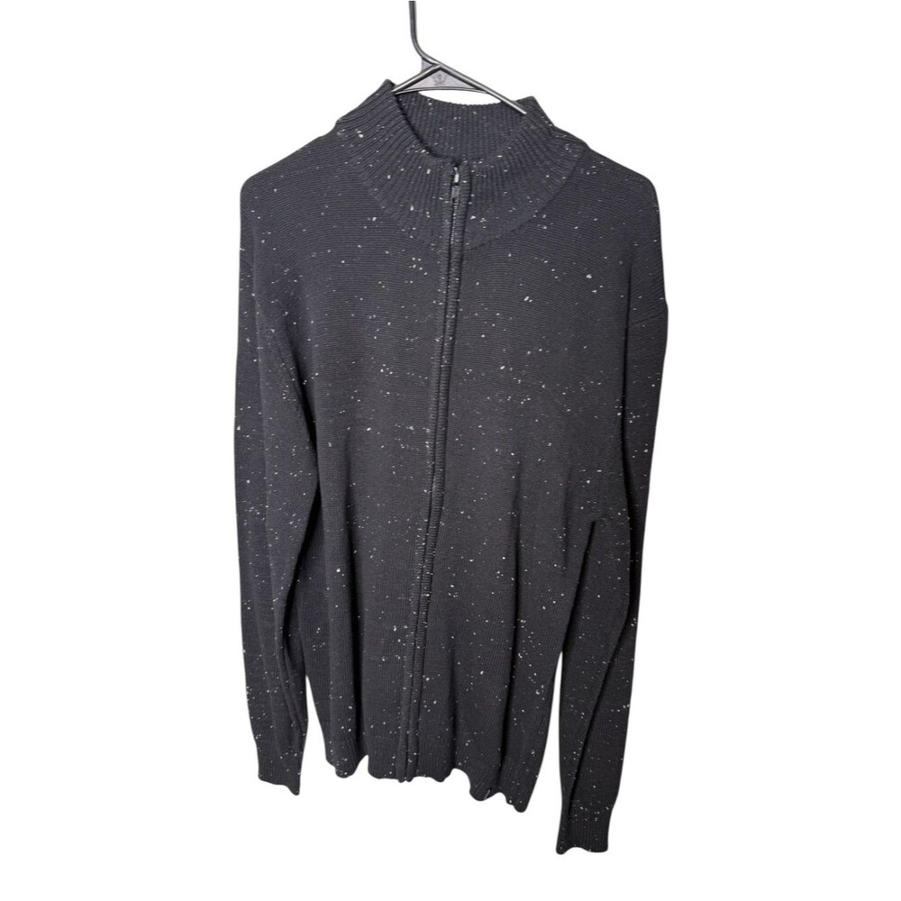 Silver Jeans Co. Black Speckled Full Zip Mock Neck Sweater Medium NWT